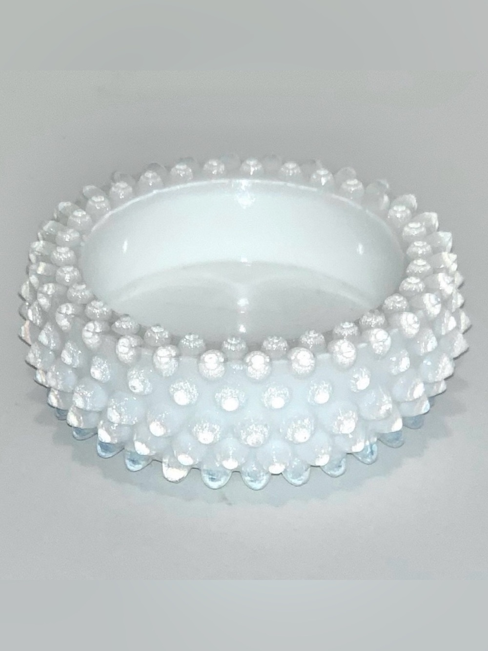 White Opalescent Hobnail Milk Glass Salt Cellar